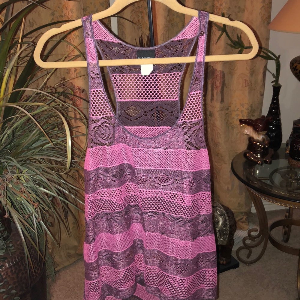Daytrip Pink and Purple Mesh Tank